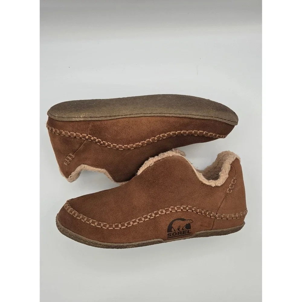 Sorel Manawan II Men's Slippers Size 11 Brown Suede Fleece Moccasin Slip On